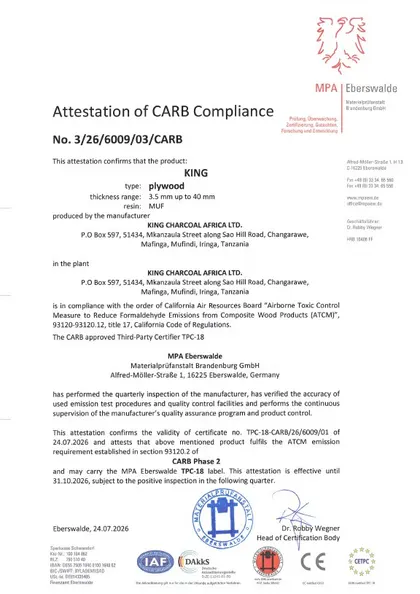 Attestation of CARB Compliance