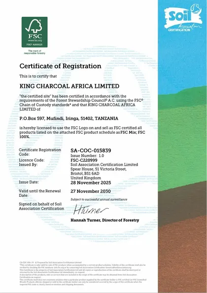 FSC Chain of Custody certificate of registration