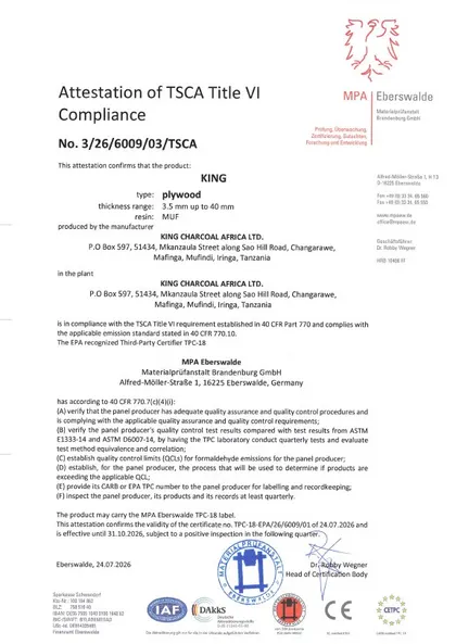 Attestation of TSCA Title VI Compliance