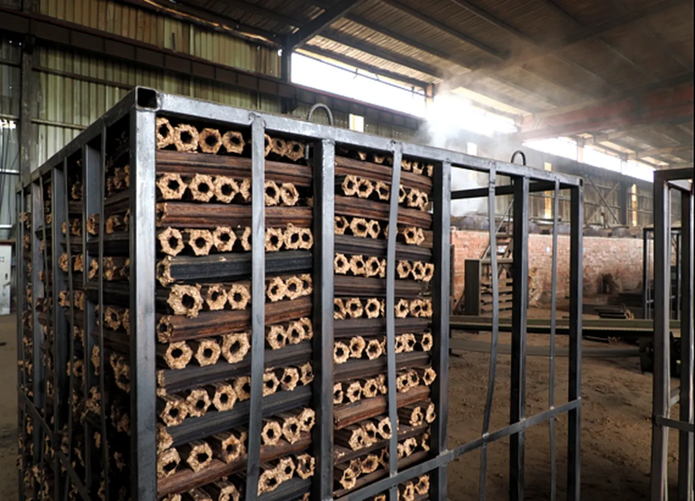 Charging the kilns with hardwood