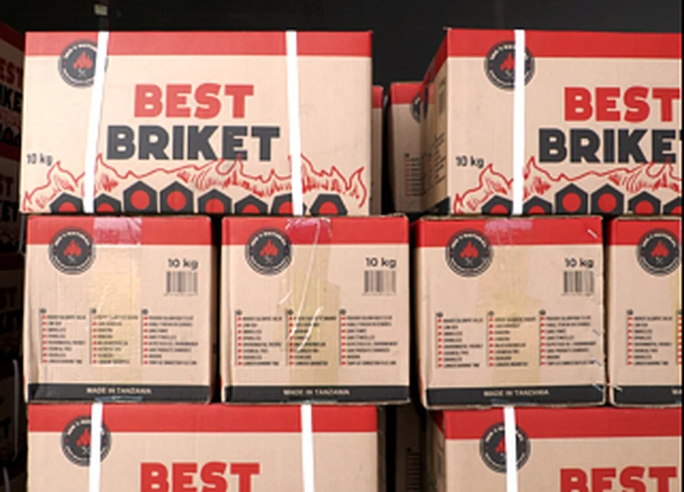 Own-brand 10 kg charcoal briquette retail cartons